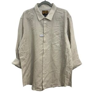 Johnny Bigg Men's Casual Linen Beige Button Down Shirt Size XL